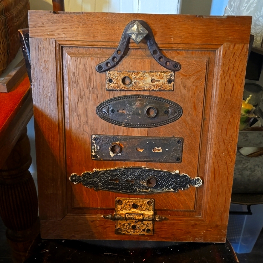 Vintage Wooden Panel with Metal Accents